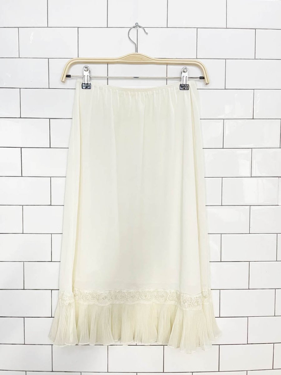 vintage vanity fair pleated lace hem midi slip skirt - good market thrift store