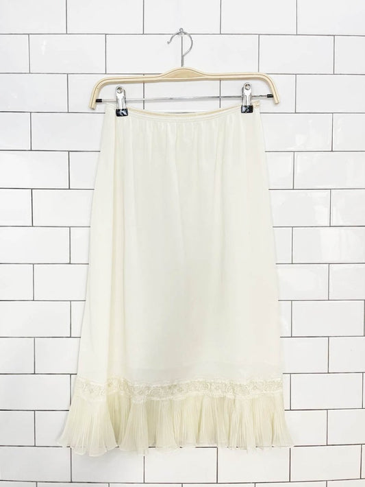 vintage vanity fair pleated lace hem midi slip skirt - good market thrift store