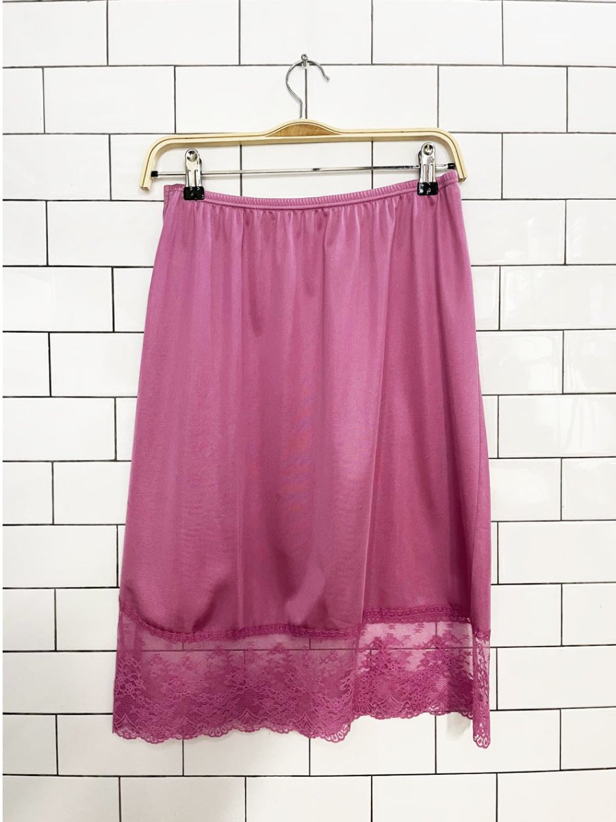 vintage vanity fair satin lace midi slip skirt - good market thrift store