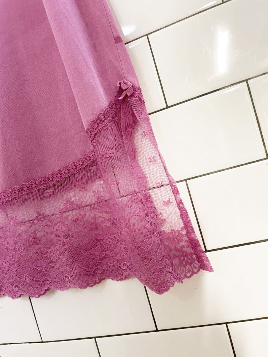 vintage vanity fair satin lace midi slip skirt - good market thrift store