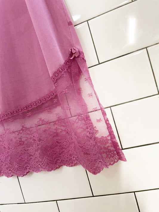 vintage vanity fair satin lace midi slip skirt - good market thrift store
