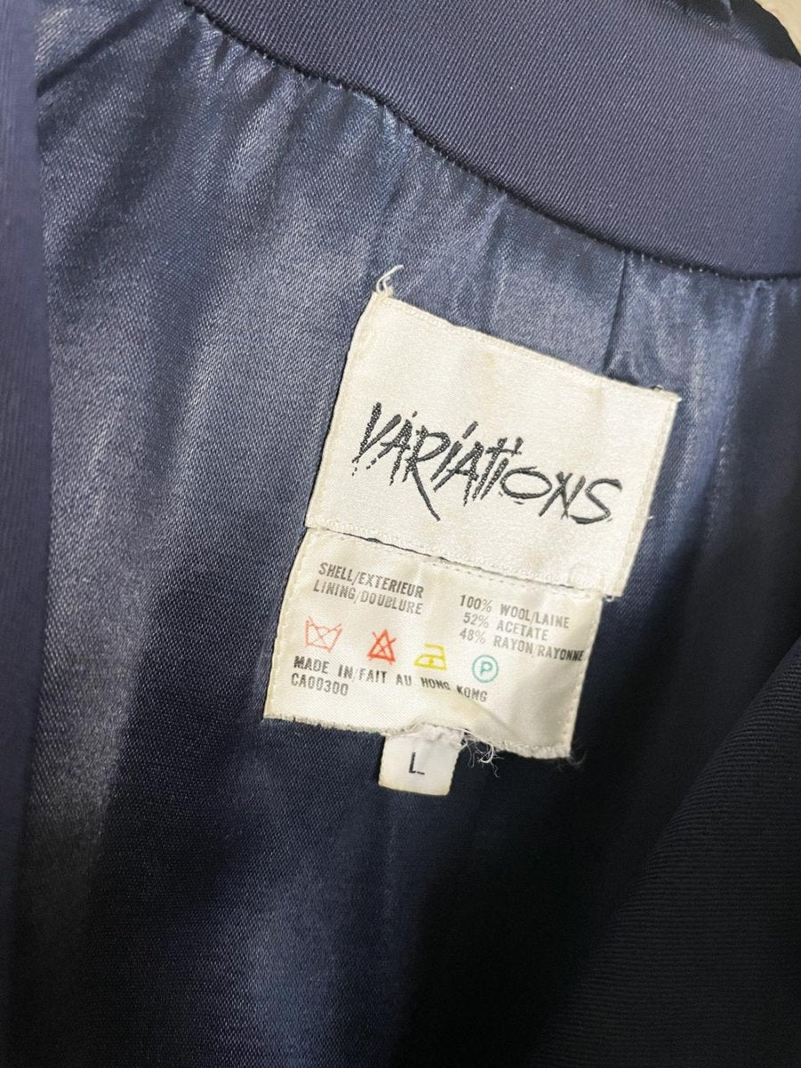 vintage variations 100% wool classic belted cape-back trench coat - good market thrift store
