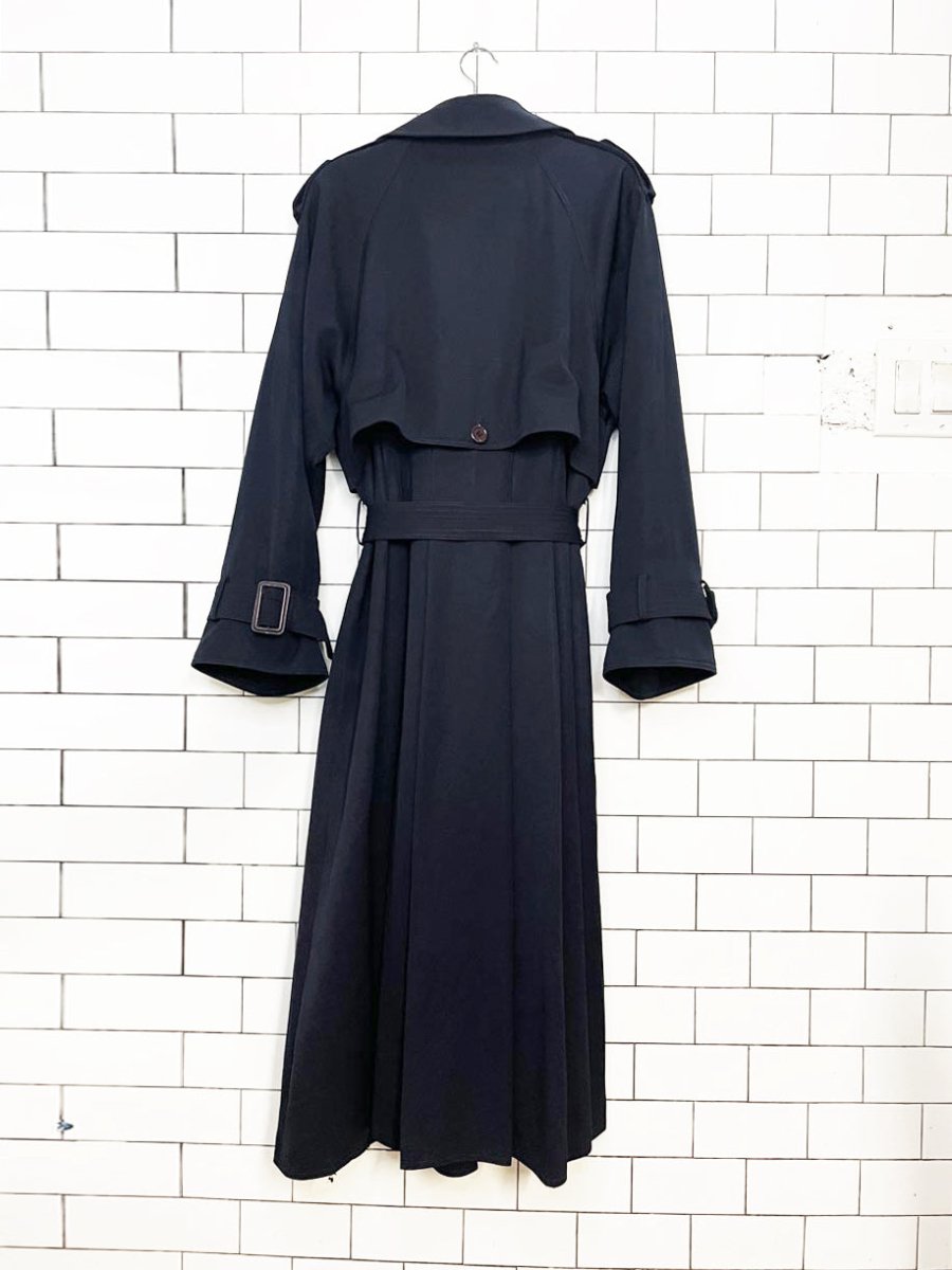 vintage variations 100% wool classic belted cape-back trench coat - good market thrift store