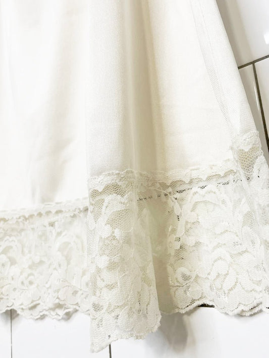 vintage vassarette sateen lace trim midi slip skirt | made in USA - good market thrift store