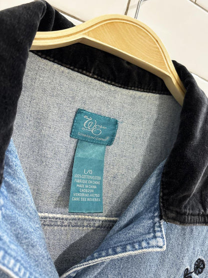 vintage velvet collar embroidered denim shirt | weekend edition - good market thrift store