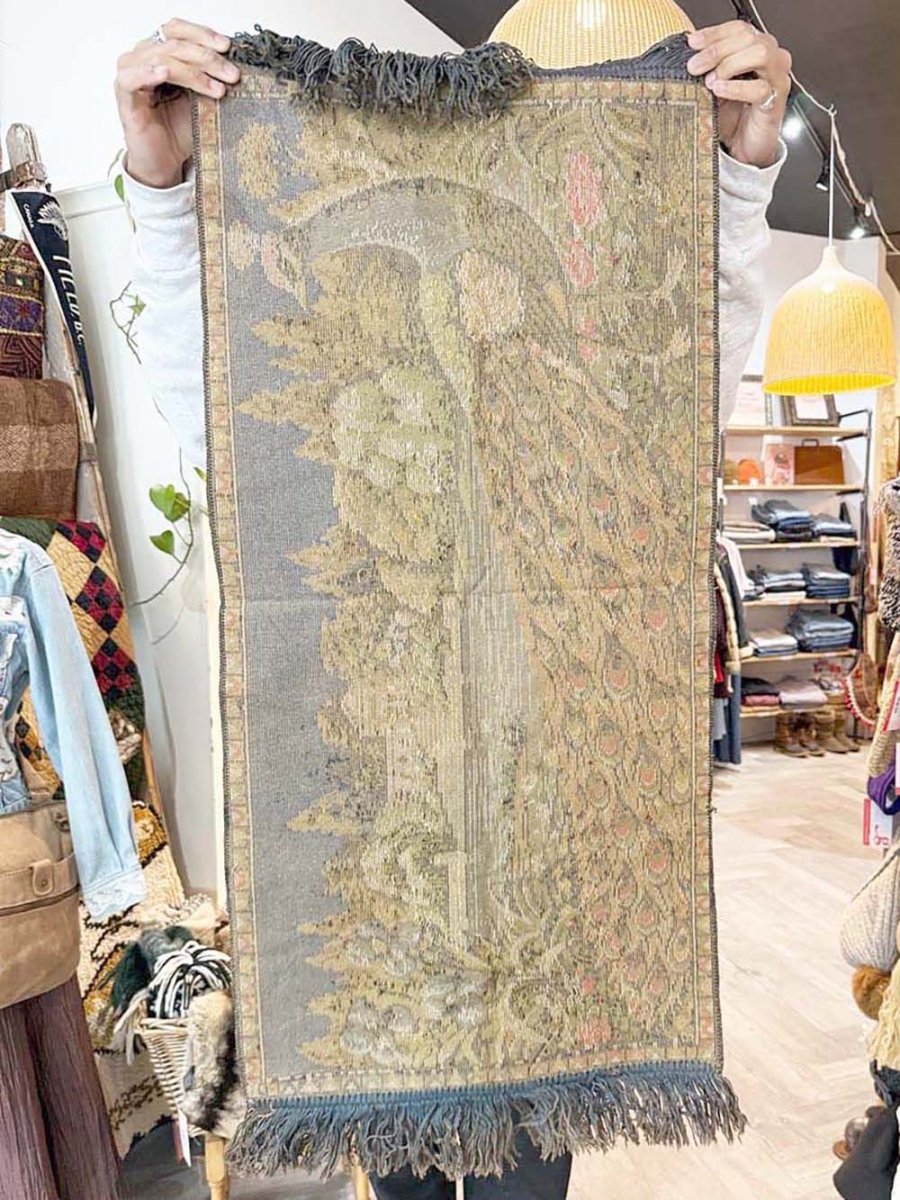 vintage velvet peacock tapestry wall hanging - good market thrift store