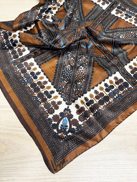 vintage vera satin poly square scarf | hand-rolled edge - good market thrift store