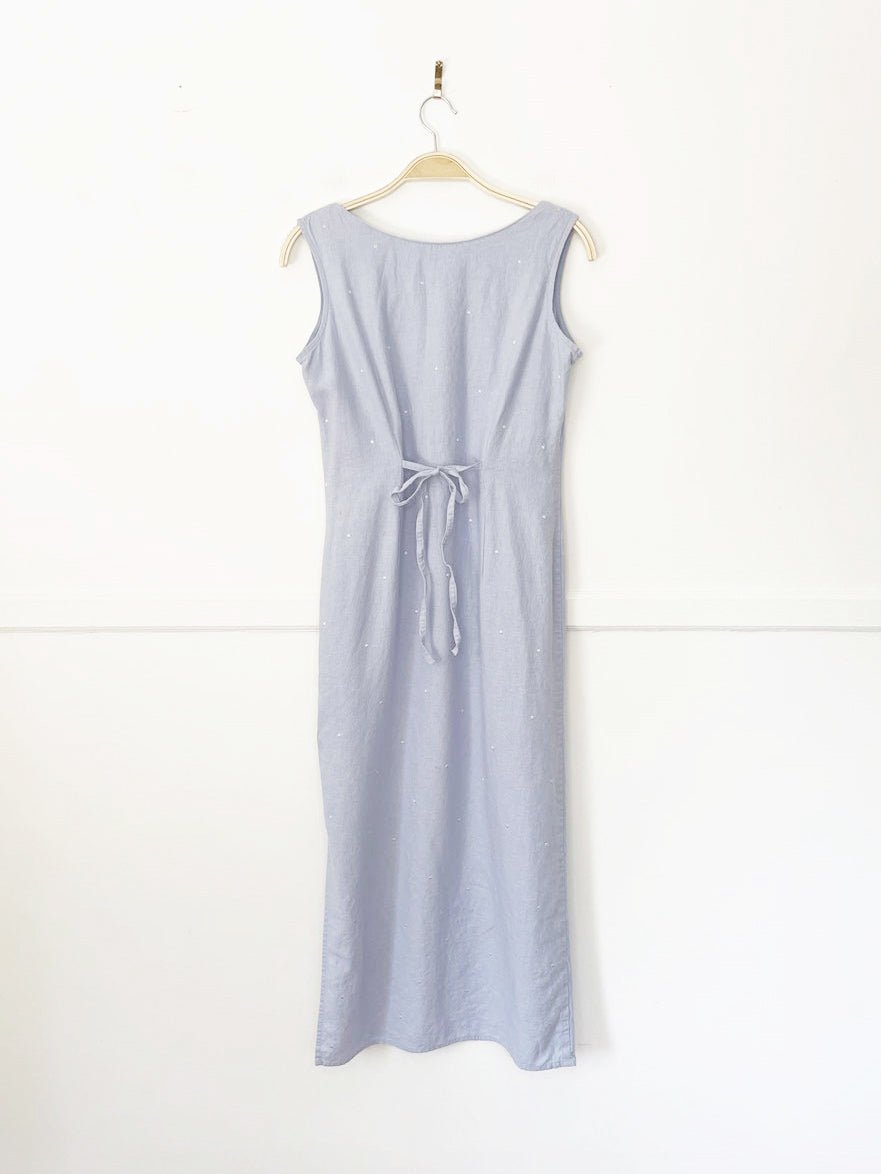 vintage view 100% linen embroidered maxi dress | norton mcnaughton - good market thrift store