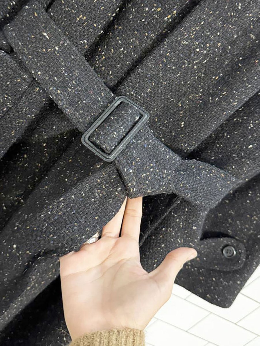 vintage village squire wool - blend flecked tweed belted overcoat - good market thrift store