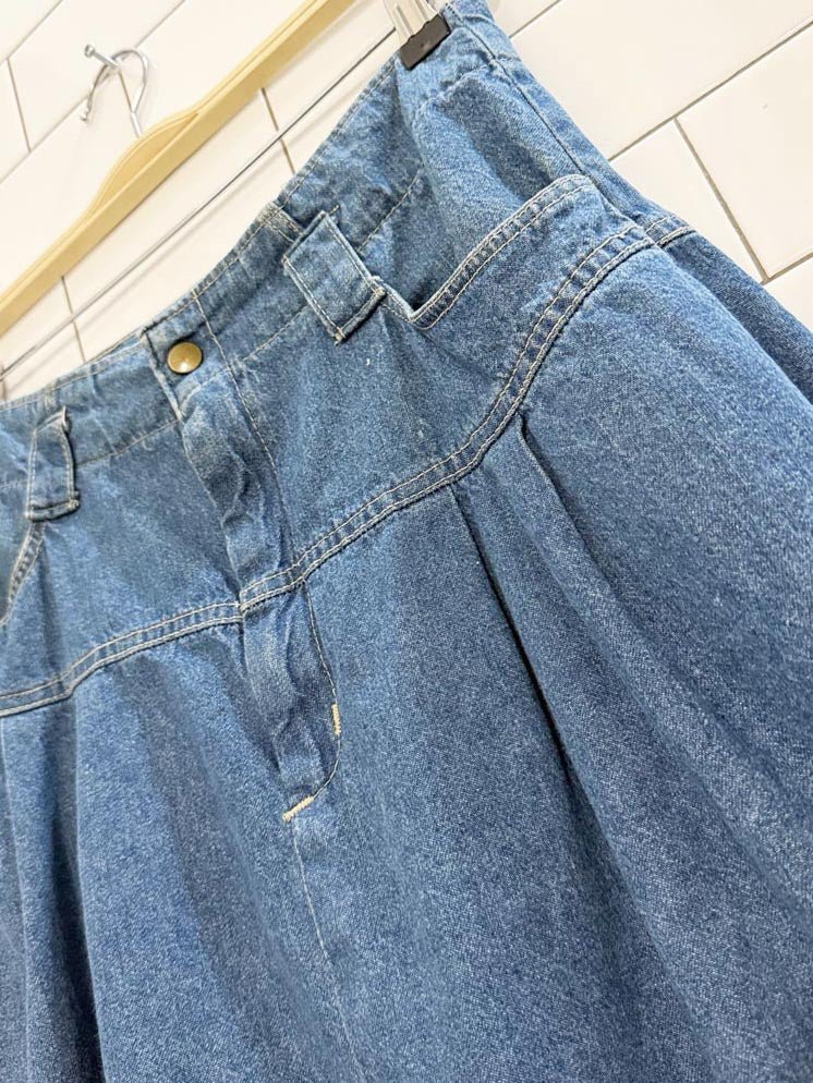 vintage vivaldi pleated full denim midi skirt | made in USA - good market thrift store