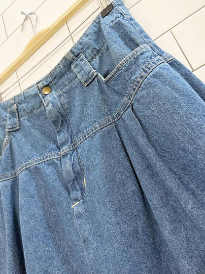 vintage vivaldi pleated full denim midi skirt | made in USA - good market thrift store