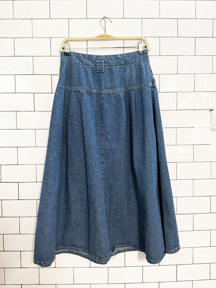 vintage vivaldi pleated full denim midi skirt | made in USA - good market thrift store