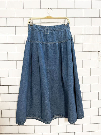 vintage vivaldi pleated full denim midi skirt | made in USA - good market thrift store