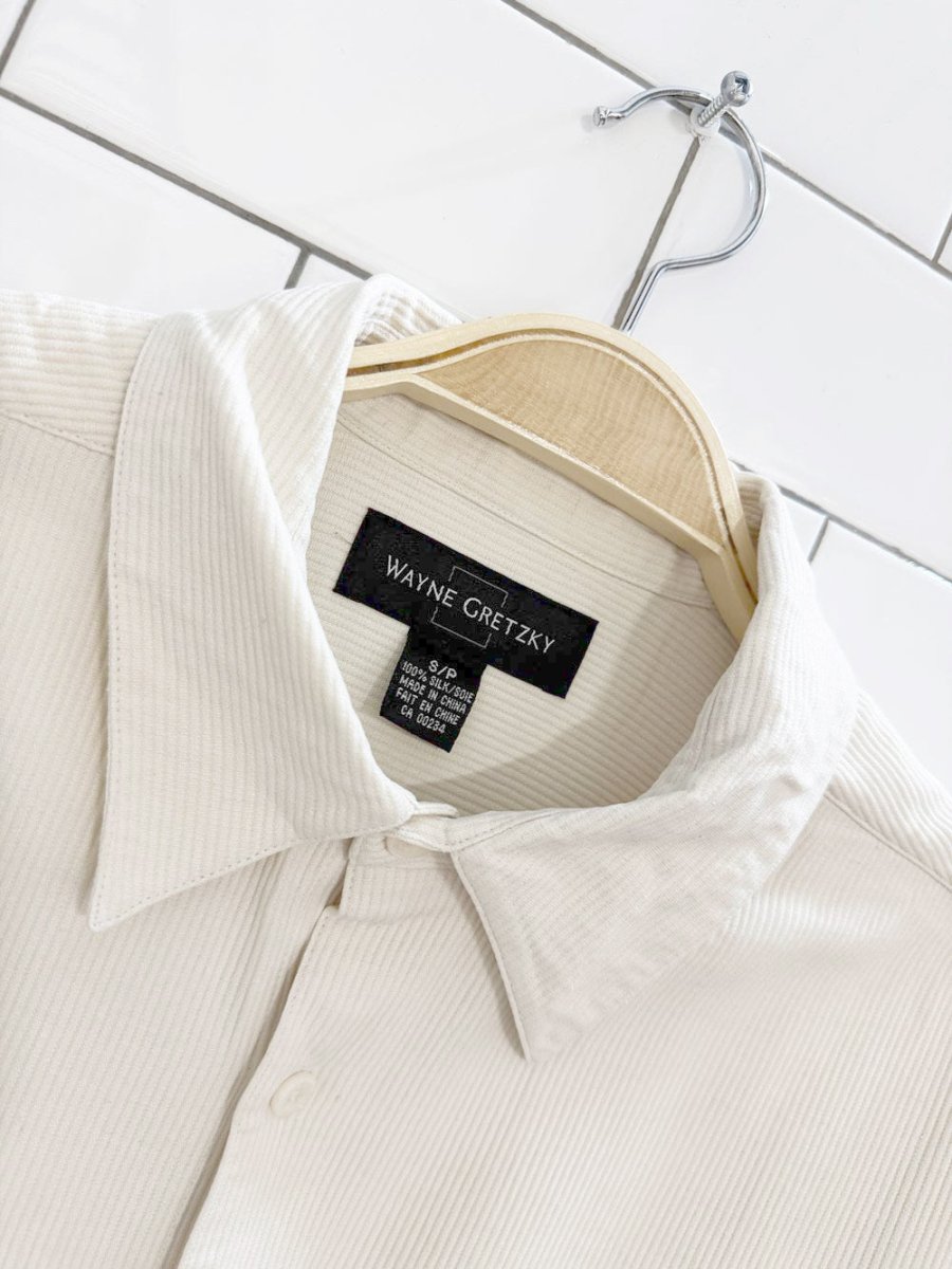 vintage wayne gretzky 100% silk ribbed full button shirt - good market thrift store