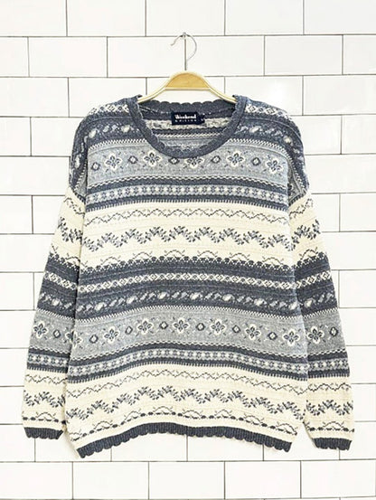 vintage weekend edition fair isle striped knit sweater | made in Canada - good market thrift store