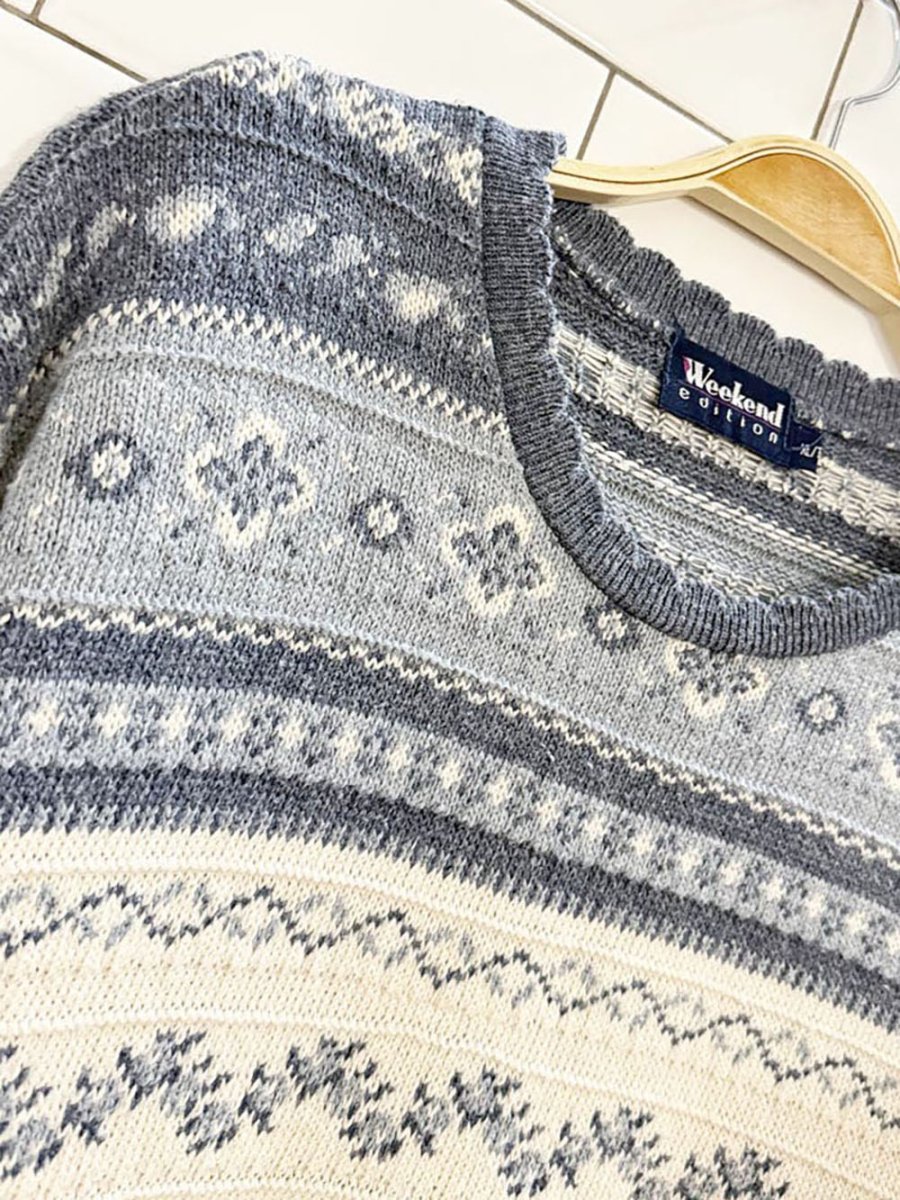 vintage weekend edition fair isle striped knit sweater | made in Canada - good market thrift store