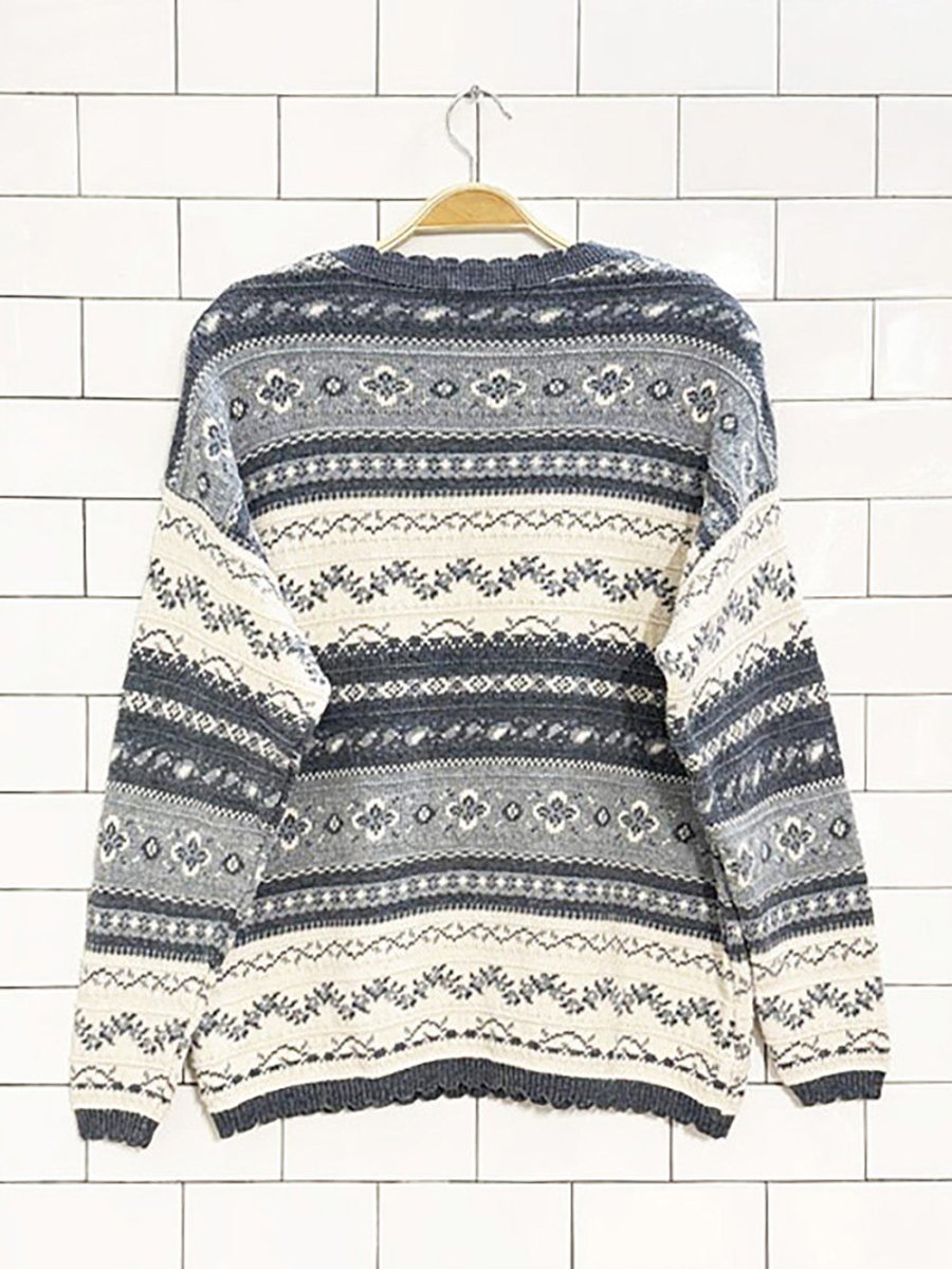 vintage weekend edition fair isle striped knit sweater | made in Canada - good market thrift store