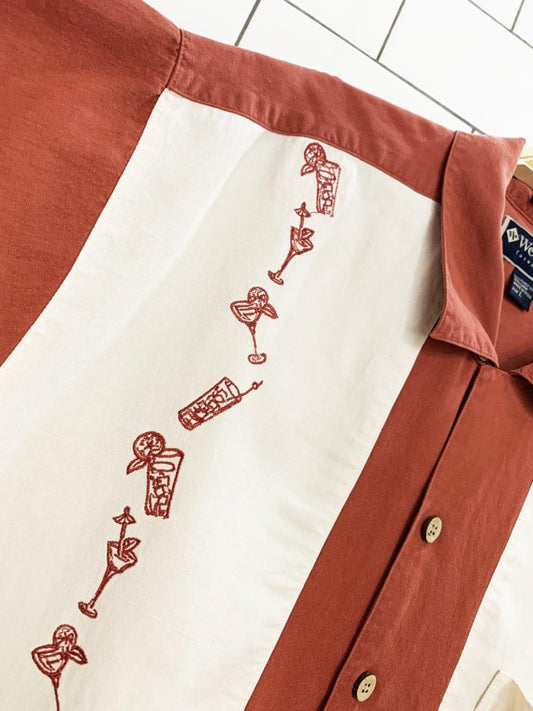 vintage weekender 100% silk cocktail full button cabana shirt - good market thrift store