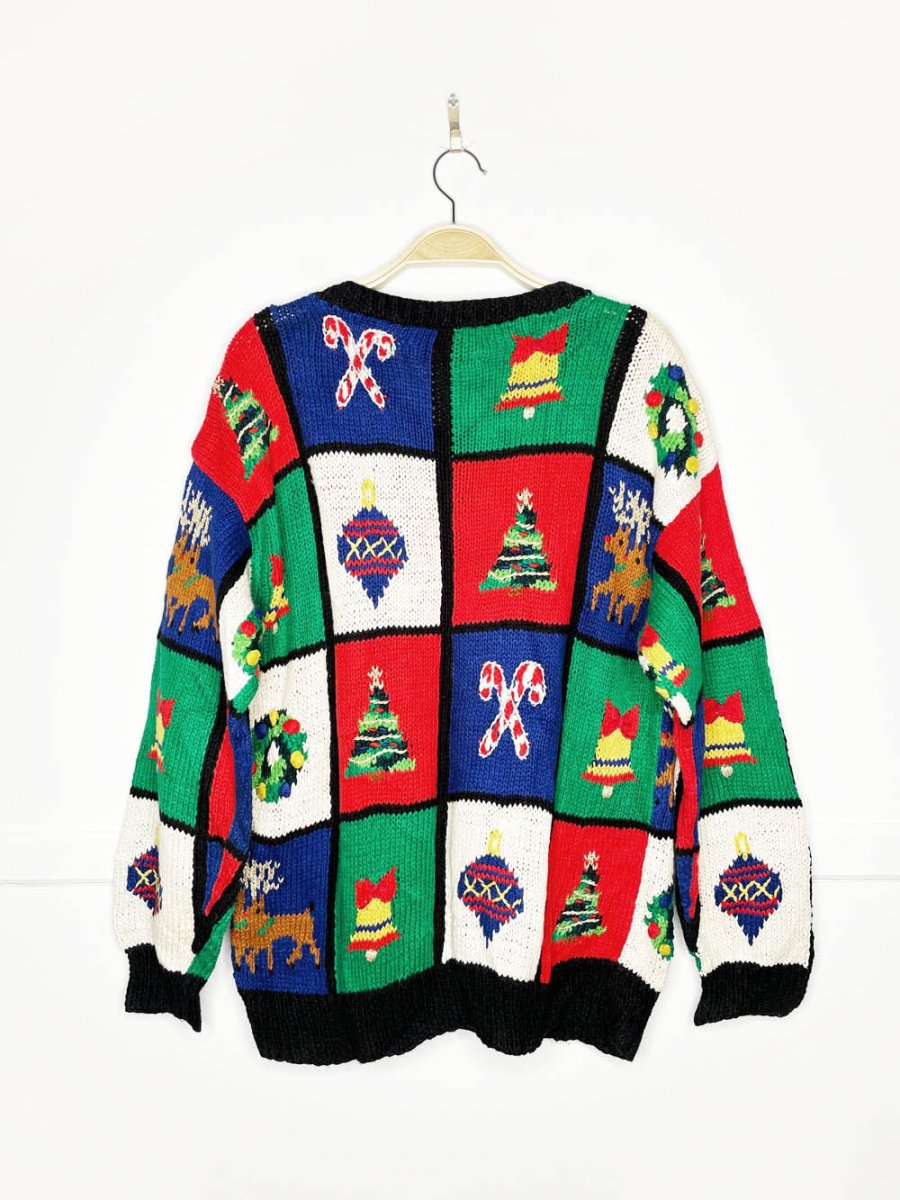 vintage westbound holiday things check knit cardigan - good market thrift store