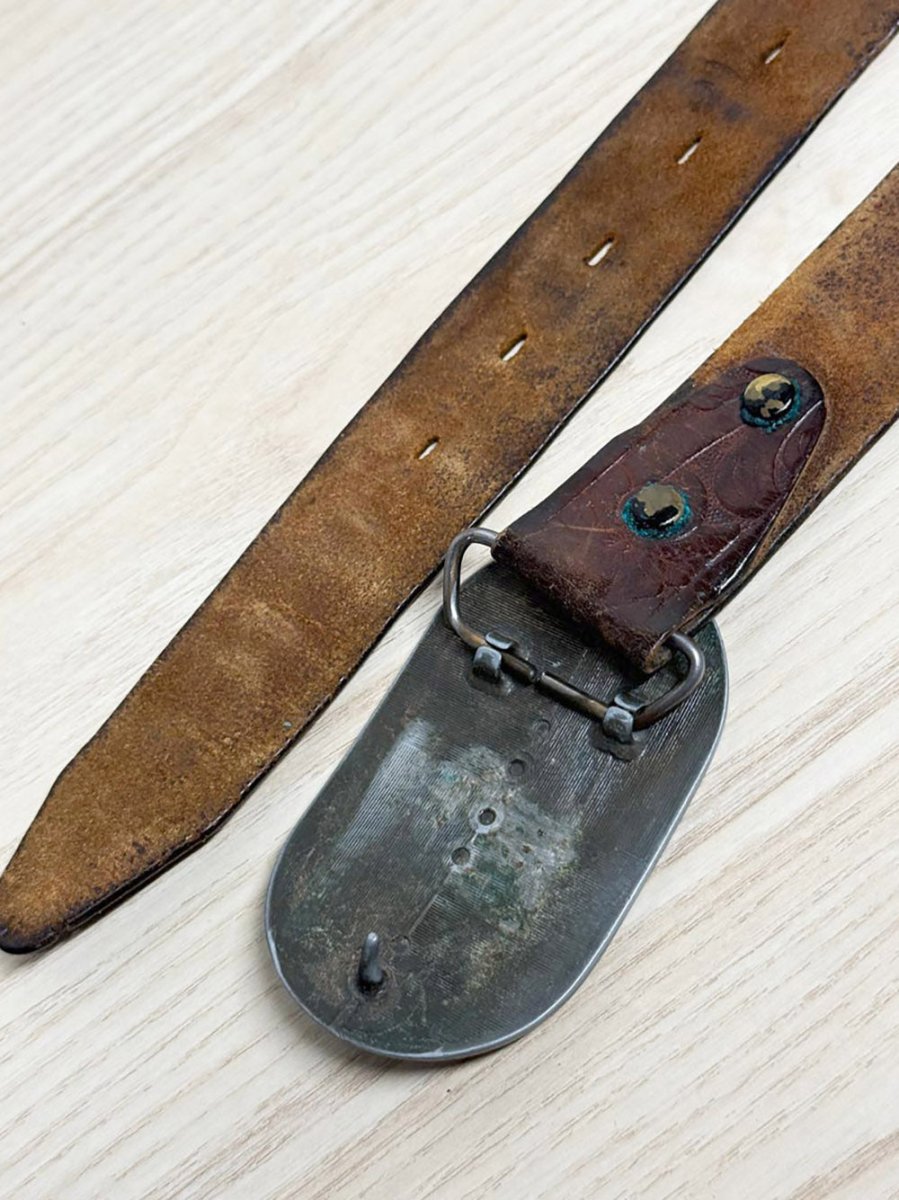 vintage western buckle tooled leather belt - good market thrift store