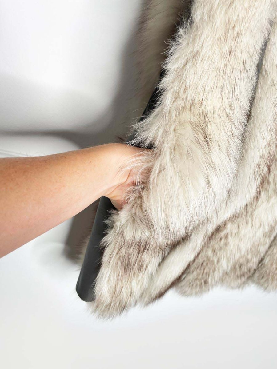 vintage white fox fur + leather convertible vest - jacket - good market thrift store