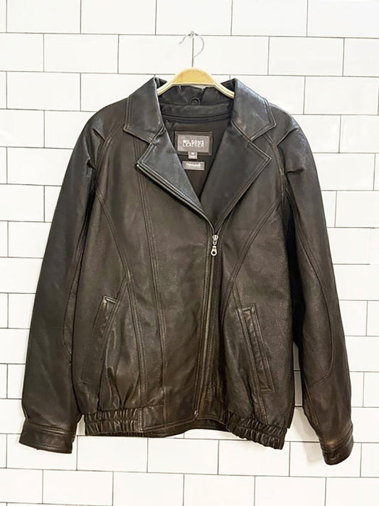 vintage wilson's leather pleated shoulder bomber jacket - good market thrift store