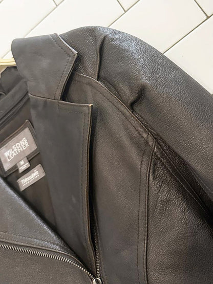 vintage wilson's leather pleated shoulder bomber jacket - good market thrift store