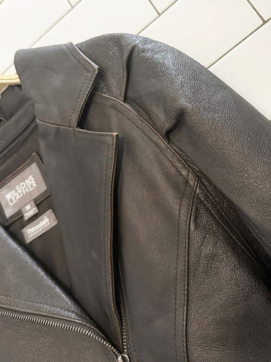 vintage wilson's leather pleated shoulder bomber jacket - good market thrift store