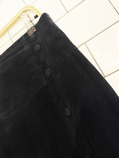 vintage wilsons suede snap button slit midi skirt | leather - good market thrift store