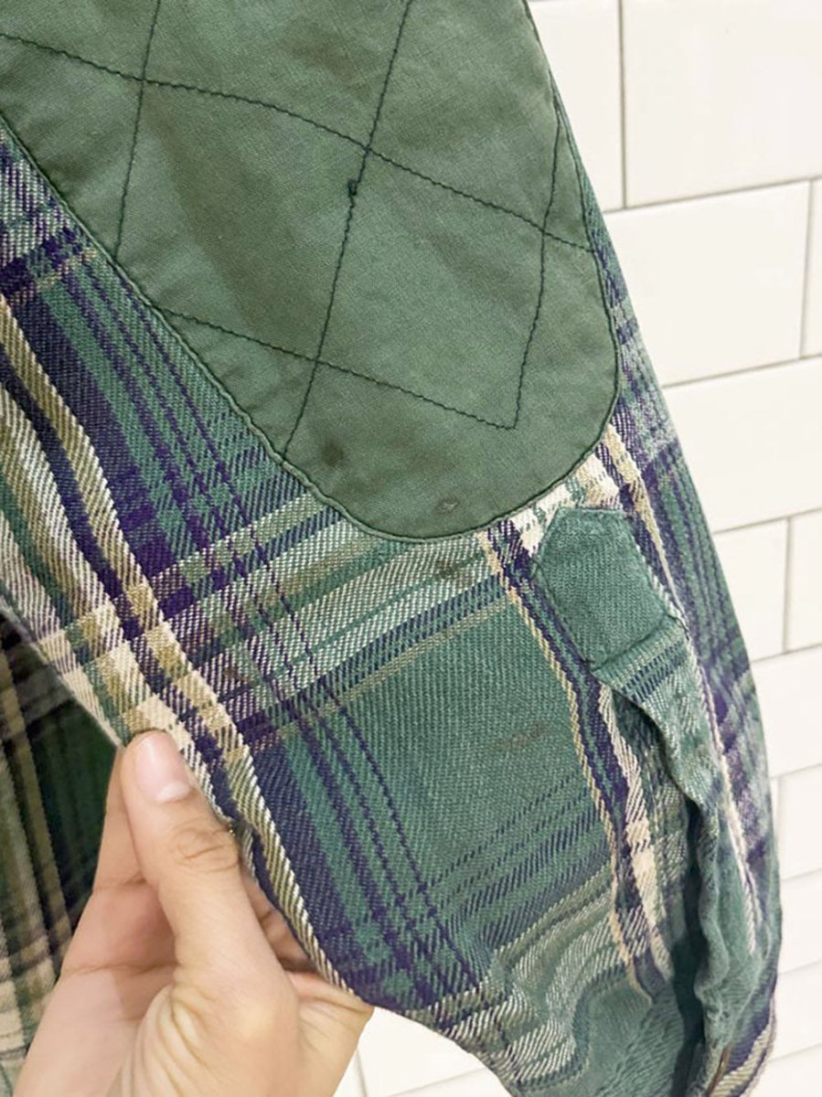 vintage windriver plaid elbow patch flannel shirt jacket - good market thrift store