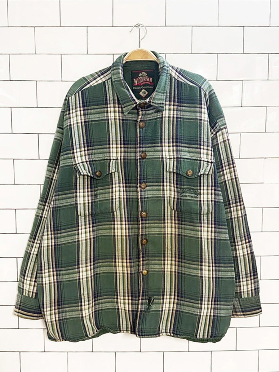 vintage windriver plaid elbow patch flannel shirt jacket - good market thrift store