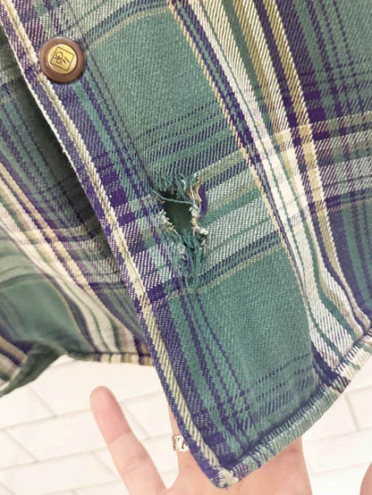 vintage windriver plaid elbow patch flannel shirt jacket - good market thrift store