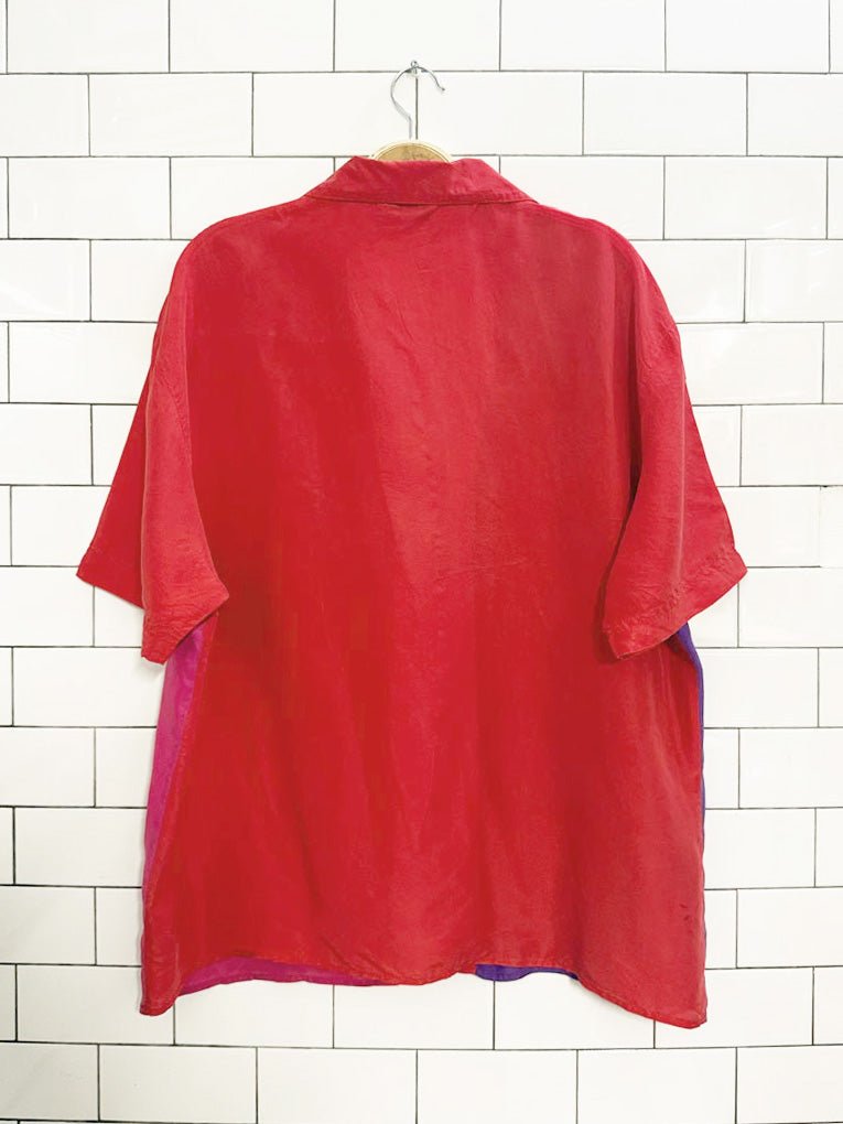 vintage winter silks 100% silk short sleeve shirt - good market thrift store
