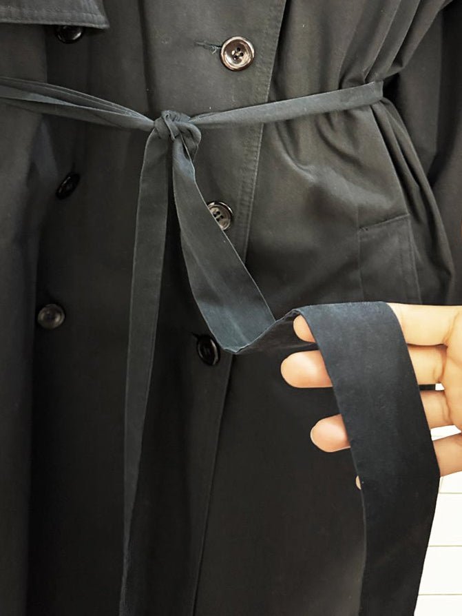 vintage wool - blend lined double breasted trench coat + tartan scarf | collection elegante - good market thrift store