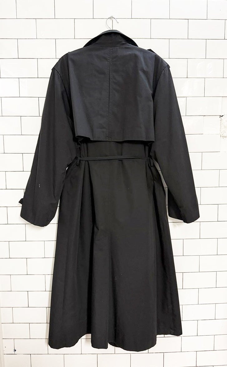 vintage wool - blend lined double breasted trench coat + tartan scarf | collection elegante - good market thrift store