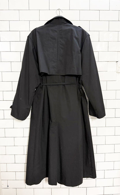 vintage wool - blend lined double breasted trench coat + tartan scarf | collection elegante - good market thrift store