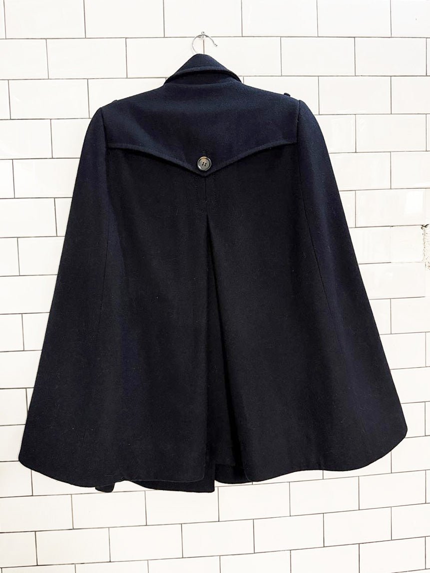 vintage wool double breasted belted short cape - good market thrift store