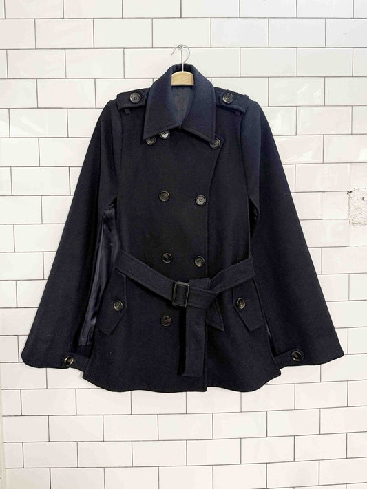 vintage wool double breasted belted short cape - good market thrift store