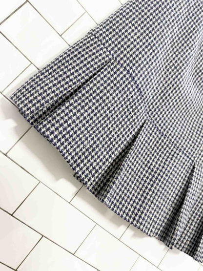 vintage wool houndstooth pleated hem knee - length skirt - good market thrift store