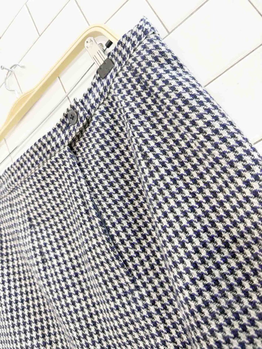 vintage wool houndstooth pleated hem knee - length skirt - good market thrift store
