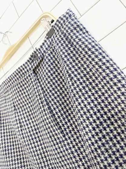 vintage wool houndstooth pleated hem knee - length skirt - good market thrift store
