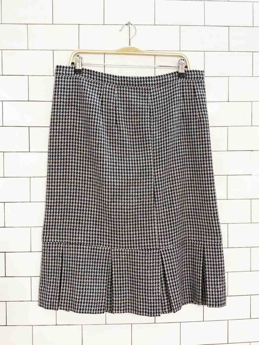 vintage wool houndstooth pleated hem knee - length skirt - good market thrift store