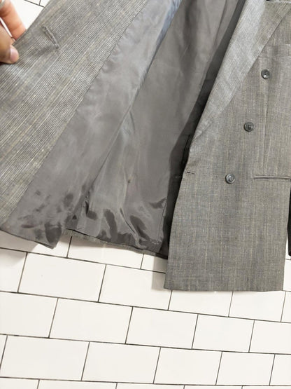 vintage wool - linen glen check double breasted blazer - good market thrift store