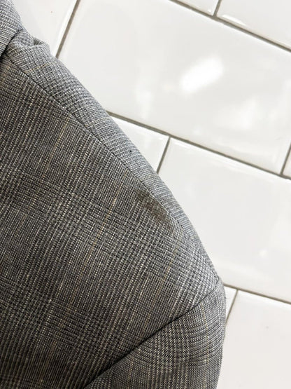 vintage wool - linen glen check double breasted blazer - good market thrift store