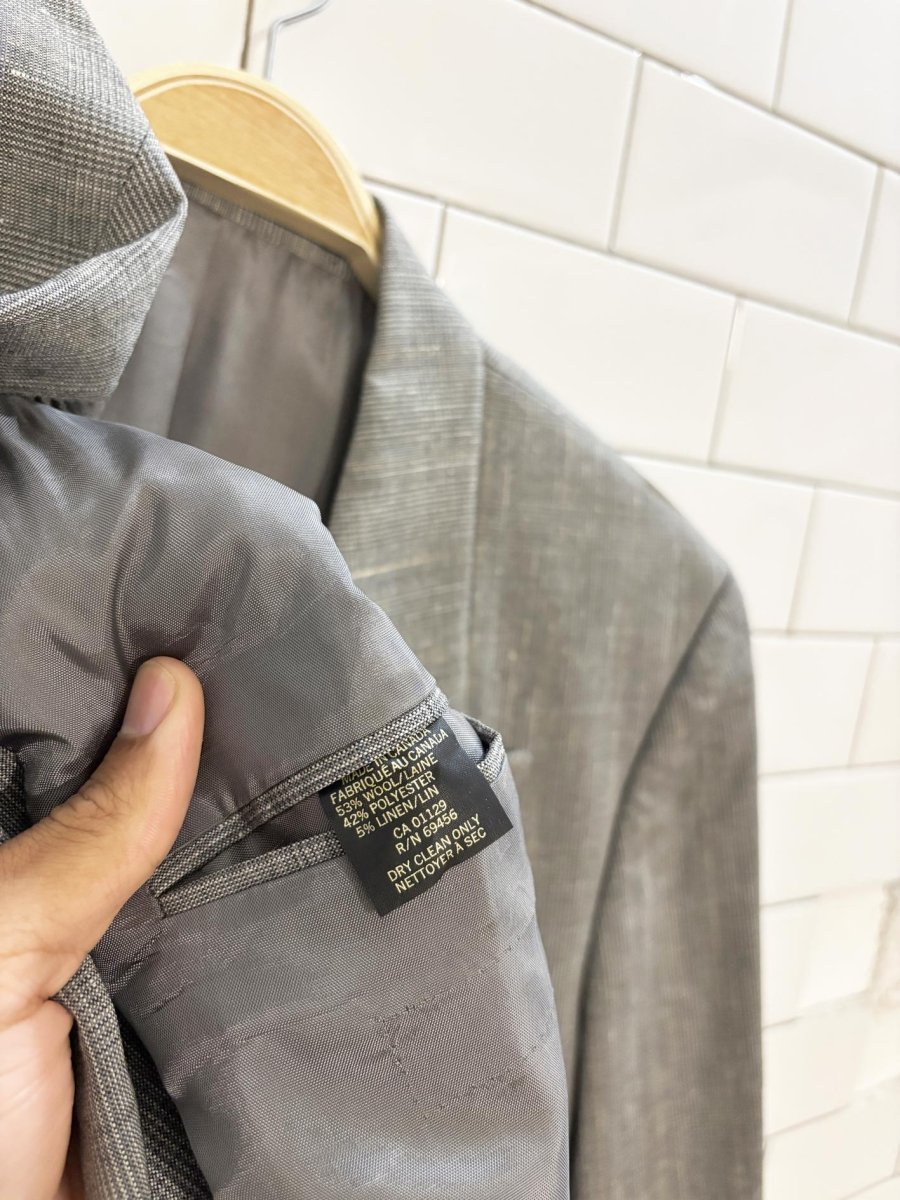 vintage wool - linen glen check double breasted blazer - good market thrift store