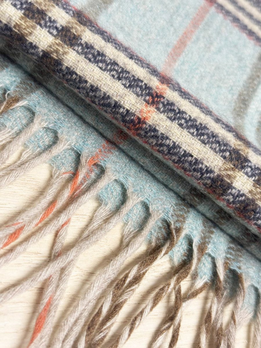 vintage wool plaid fringe knit scarf - good market thrift store