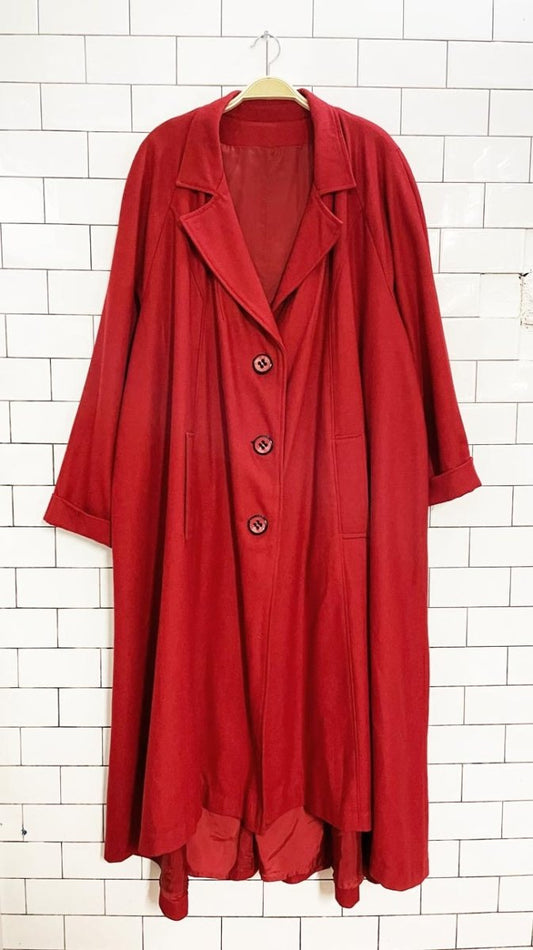 vintage wool raglan sleeve pleat back long coat - good market thrift store