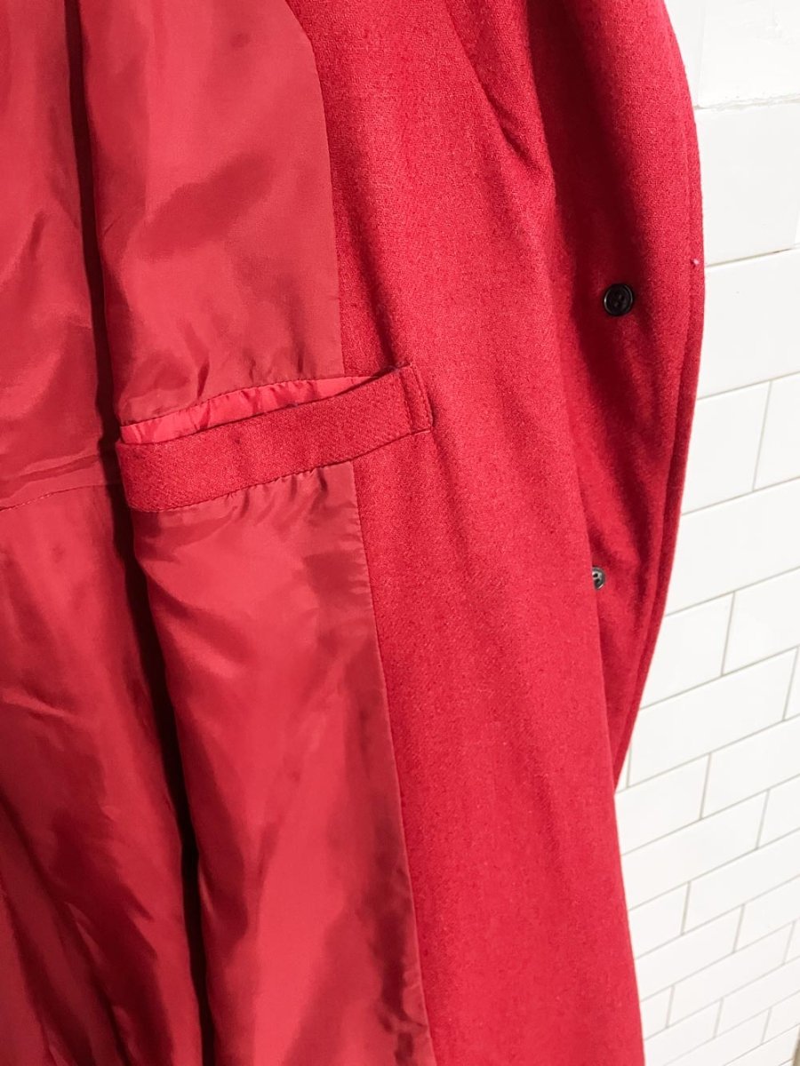 vintage wool raglan sleeve pleat back long coat - good market thrift store