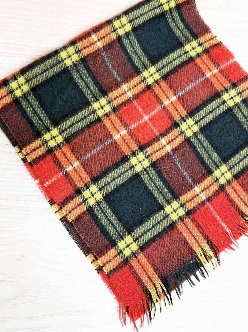 vintage wool tartan fringe scarf - good market thrift store