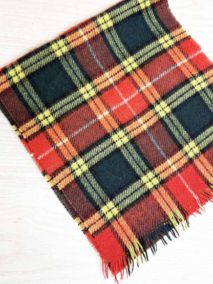 vintage wool tartan fringe scarf - good market thrift store